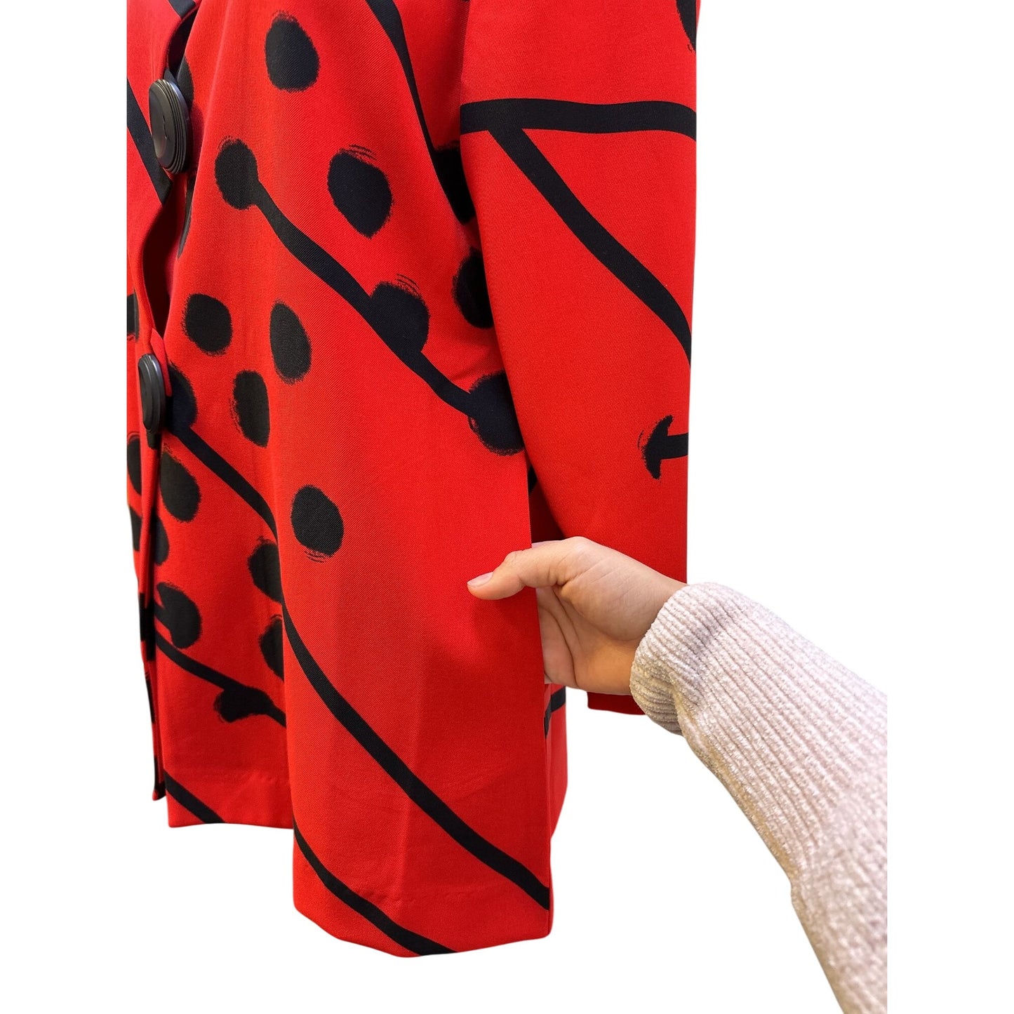 Lior Paris Red & Black Abstract Print Jacket Size Medium