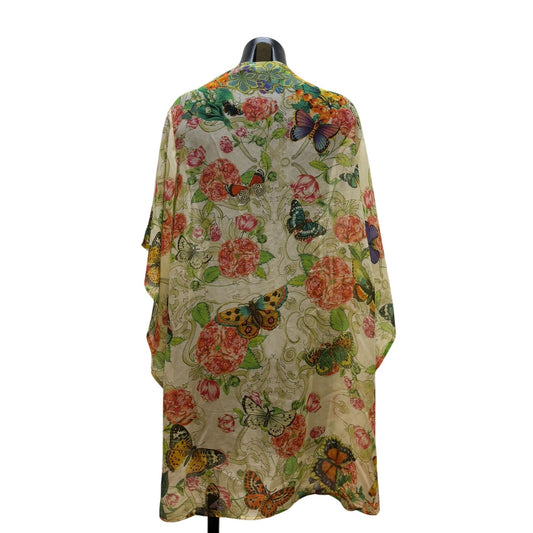 Johnny Was Floral Butterfly Kimono Jacket With Tassels S