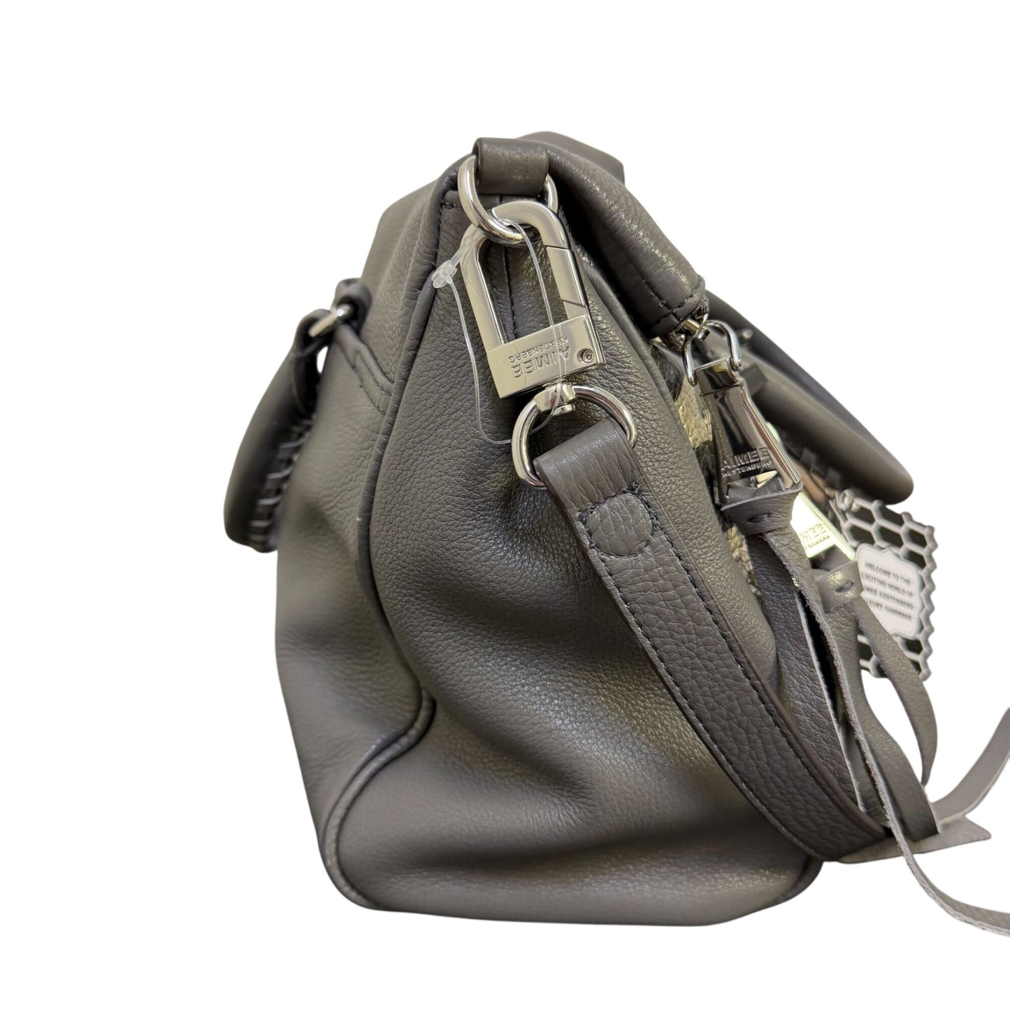 NWT Aimee Kestenberg Gray Leather Camouflage Tote With Top Handles