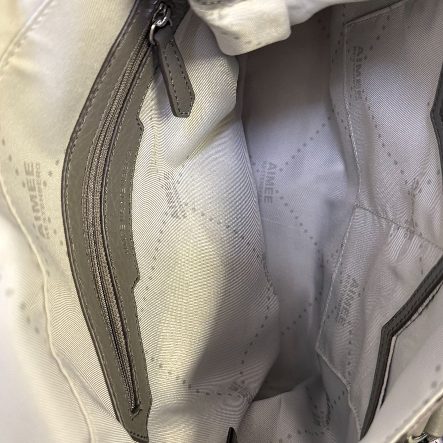 NWT Aimee Kestenberg Gray Leather Camouflage Tote With Top Handles