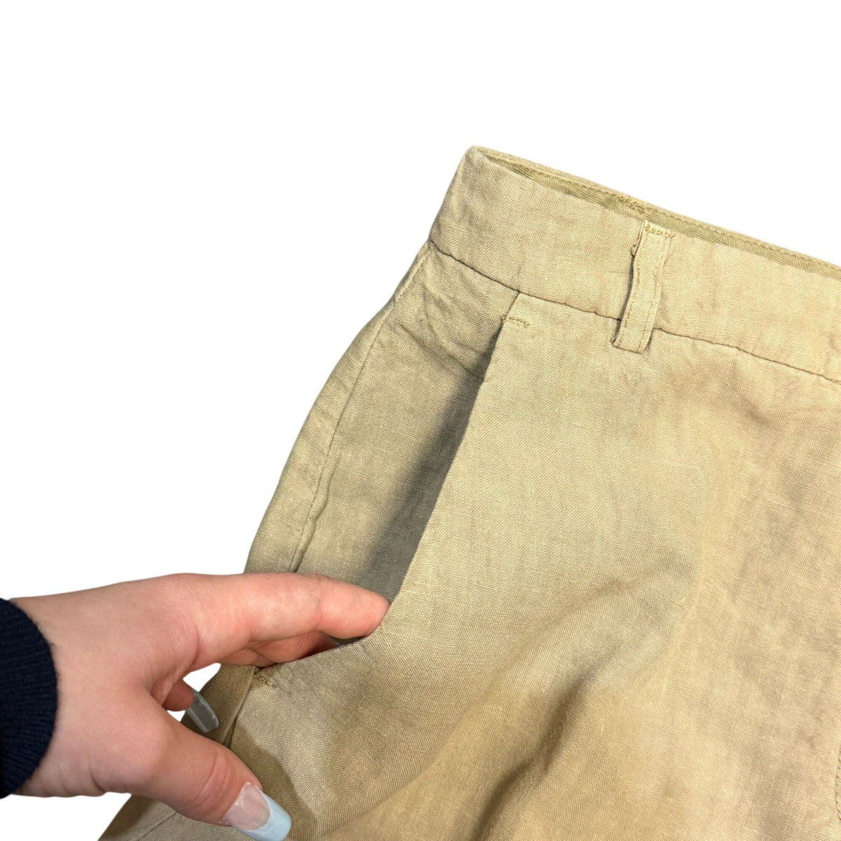 Aspesi Blu Tan Linen Wide-Leg Pants Size 44 Made In Italy