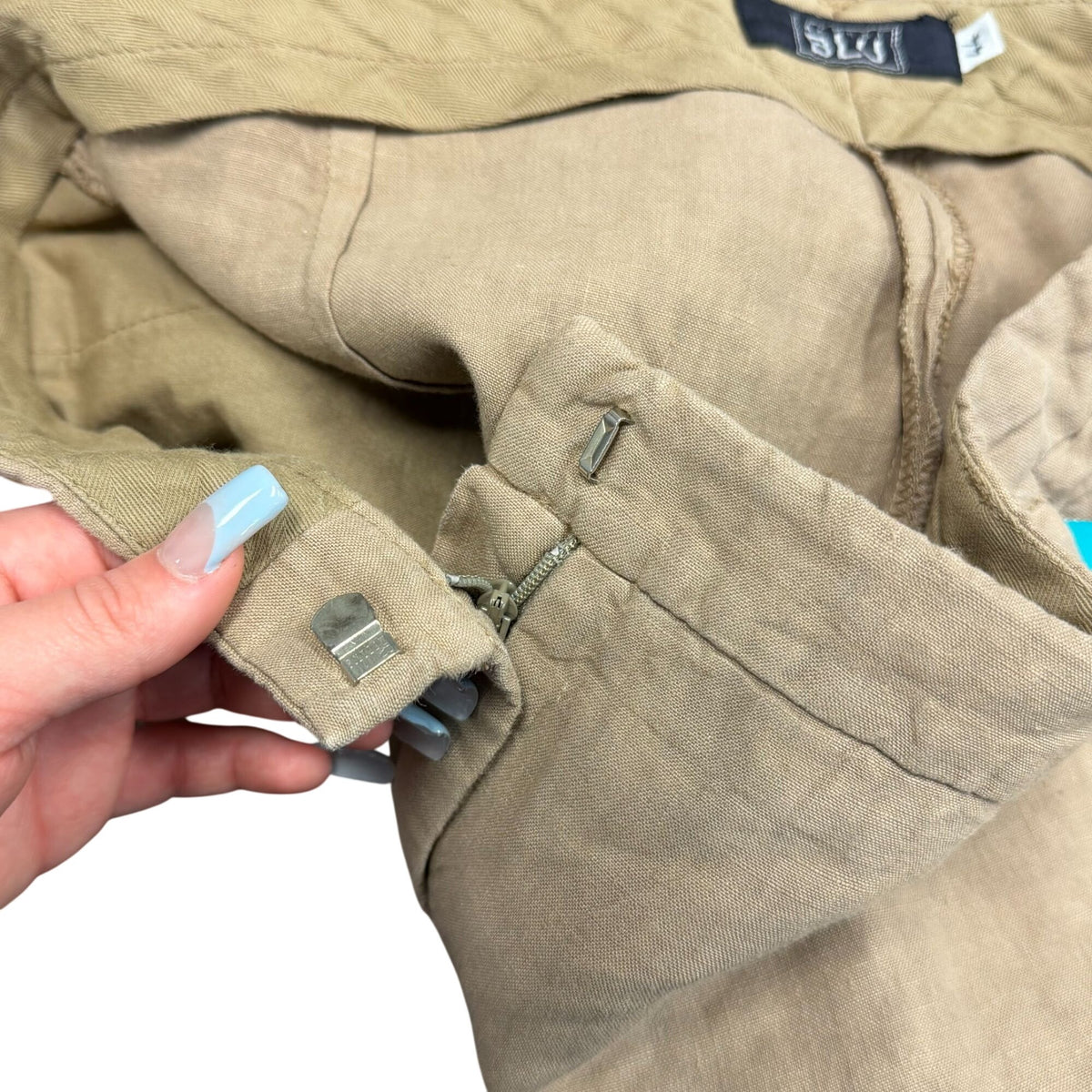 Aspesi Blu Tan Linen Wide-Leg Pants Size 44 Made In Italy