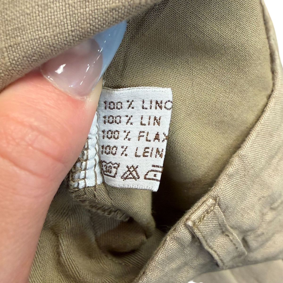 Aspesi Blu Tan Linen Wide-Leg Pants Size 44 Made In Italy