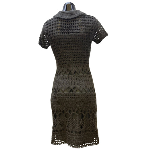 Philosophy Di Alberta Ferretti Gray Crochet Sweater Dress W/Slip Satin S