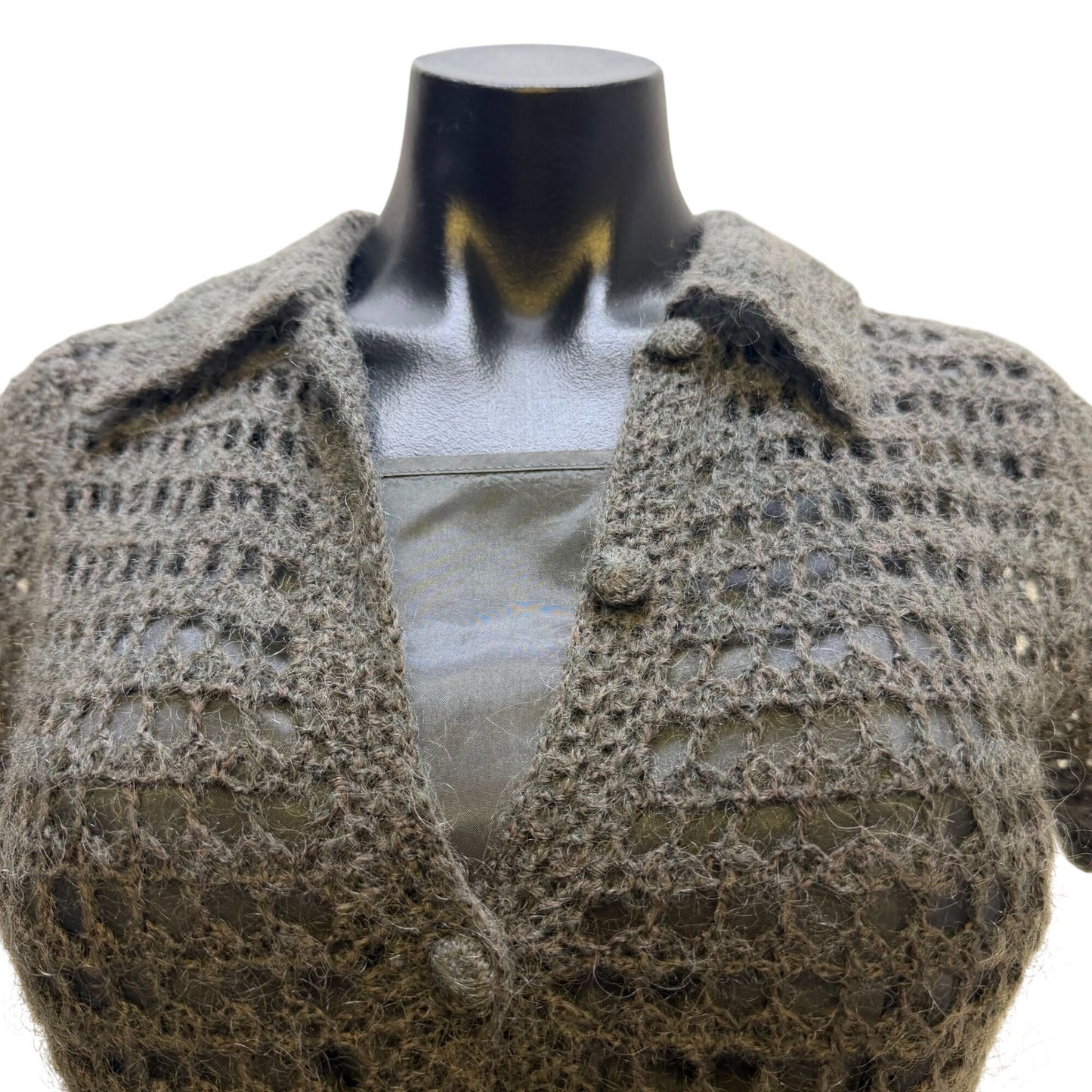 Philosophy Di Alberta Ferretti Gray Crochet Sweater Dress W/Slip Satin S