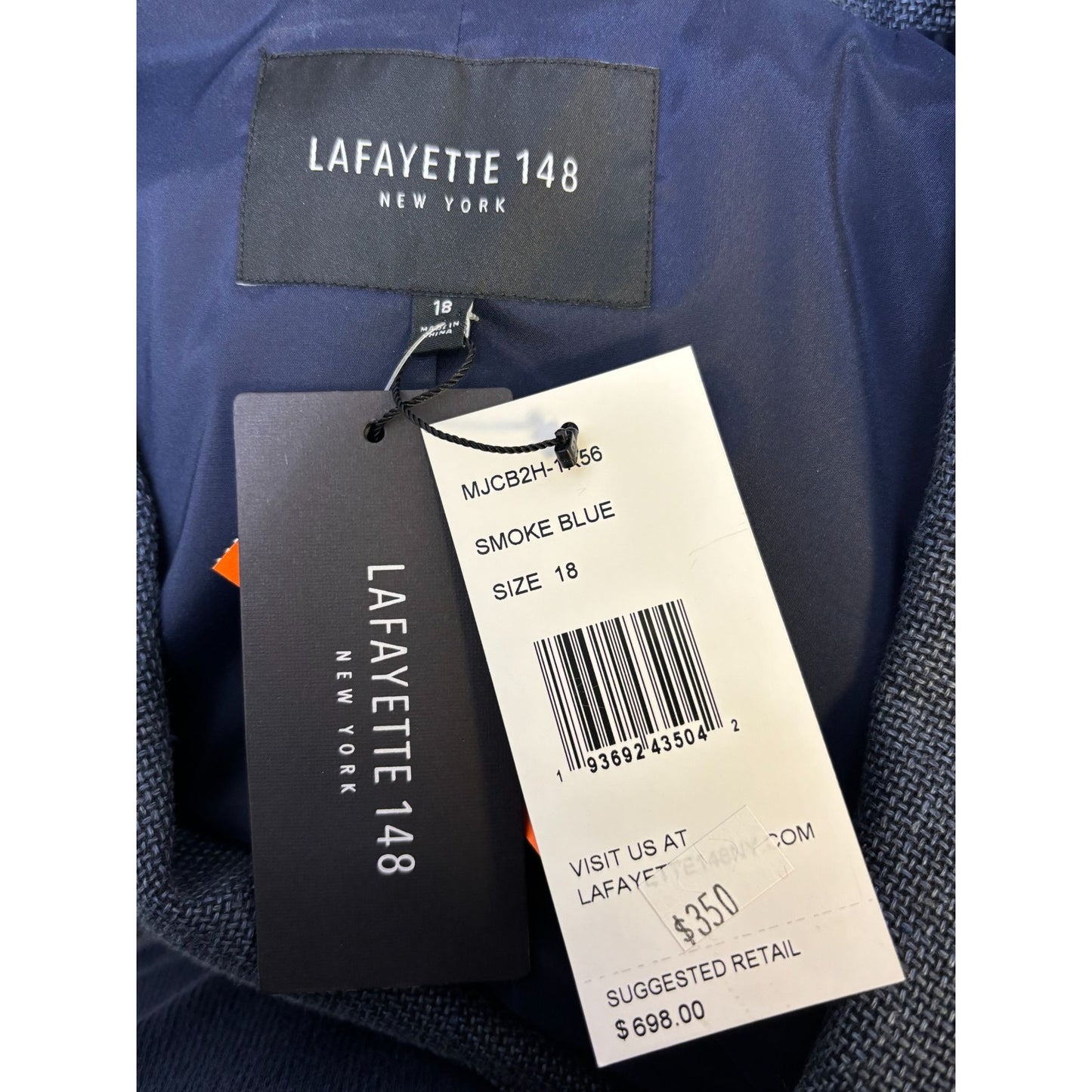 NWT Lafayette 148 Wool & Linen Blend Blazer Jacket Blue Size 18