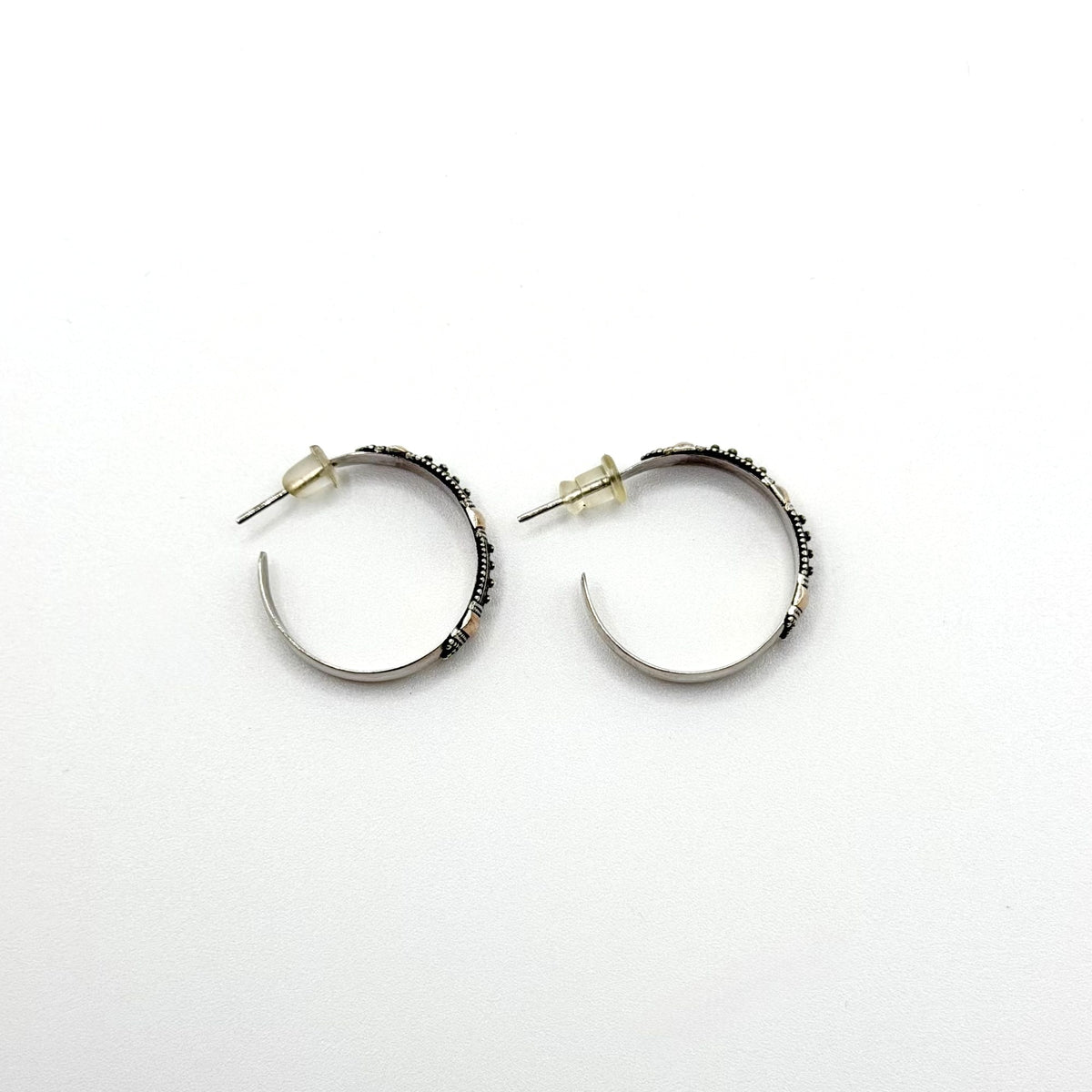 18k Gold Accented 925 Sterling Silver Half-Hoop Earrings
