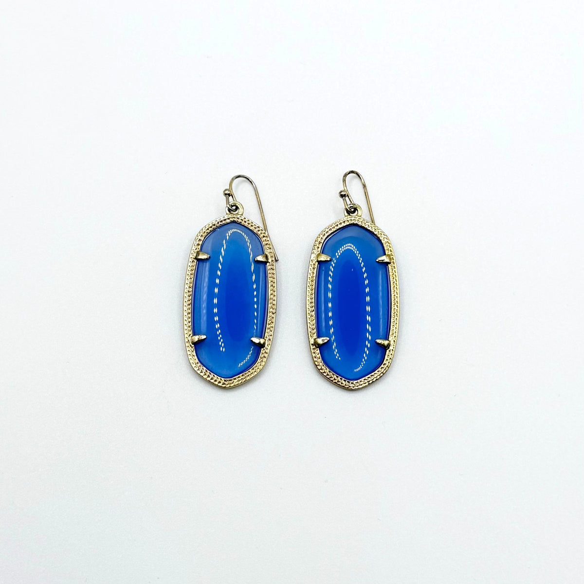 Kendra Scott Elle Earrings Blue Glass Stone Gold-Tone