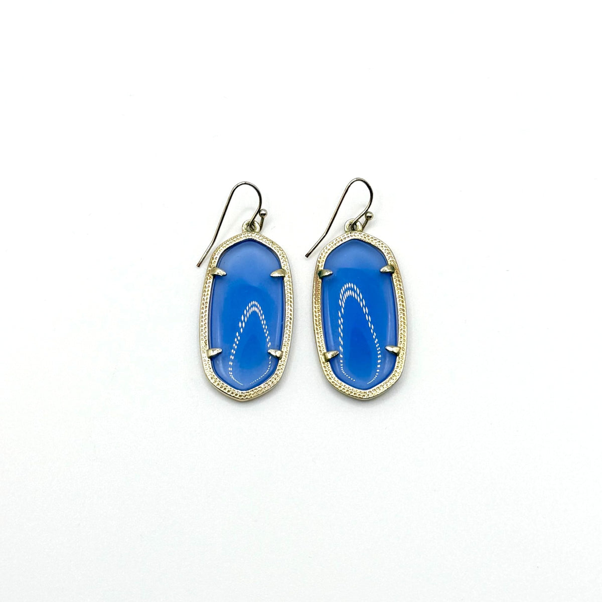 Kendra Scott Elle Earrings Blue Glass Stone Gold-Tone