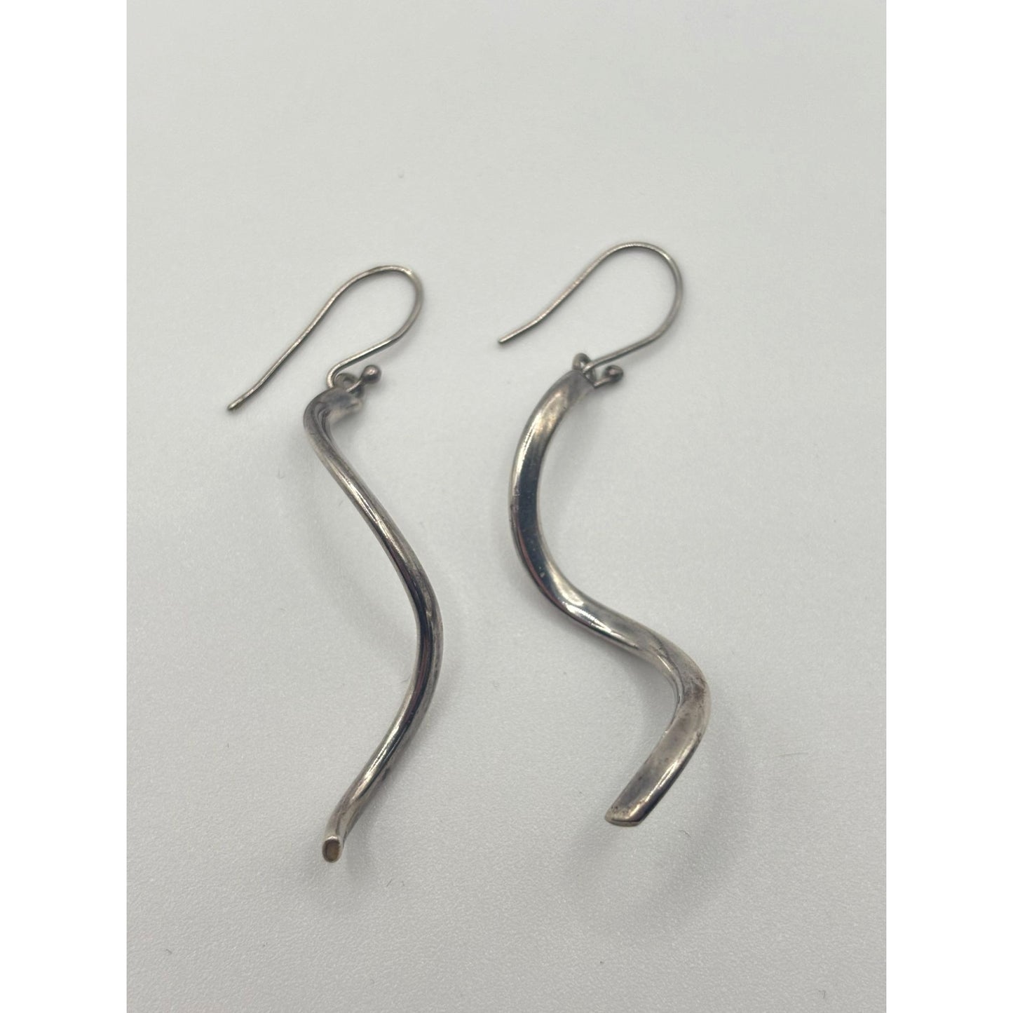 925 Sterling Silver Wavy Dangle Earrings