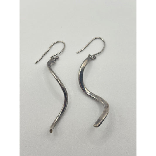 925 Sterling Silver Wavy Dangle Earrings