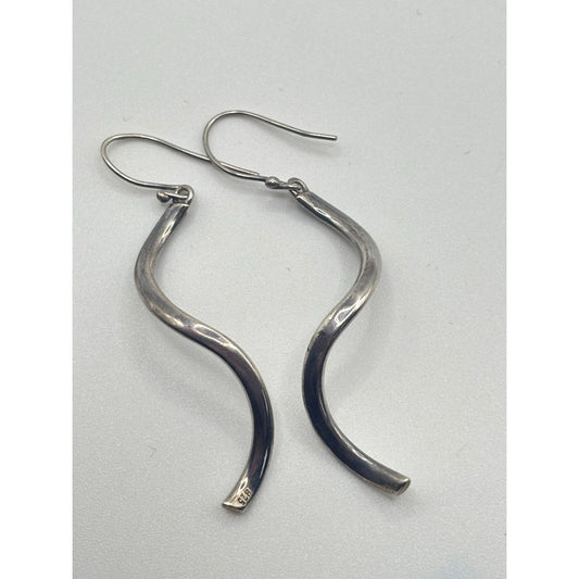 925 Sterling Silver Wavy Dangle Earrings