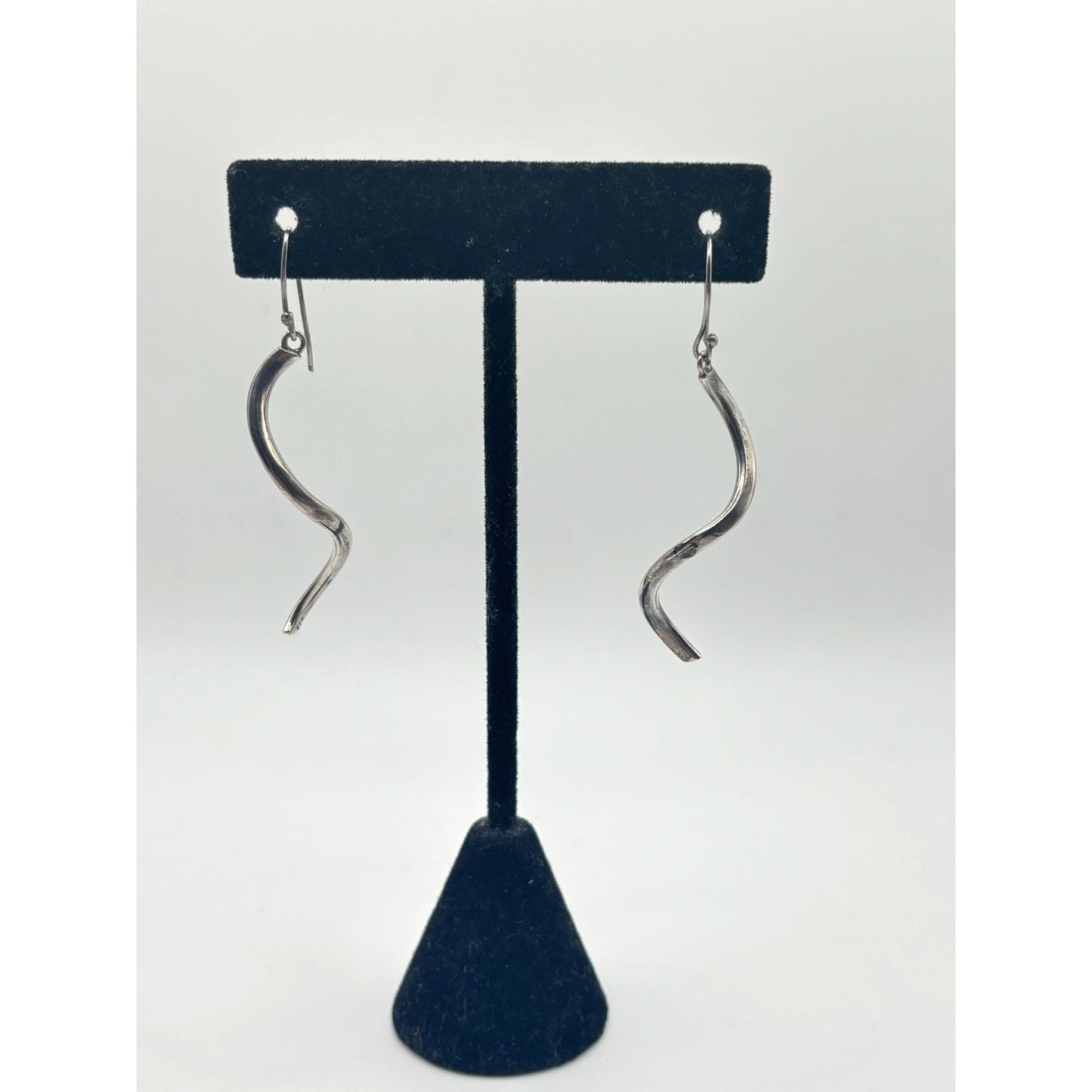 925 Sterling Silver Wavy Dangle Earrings