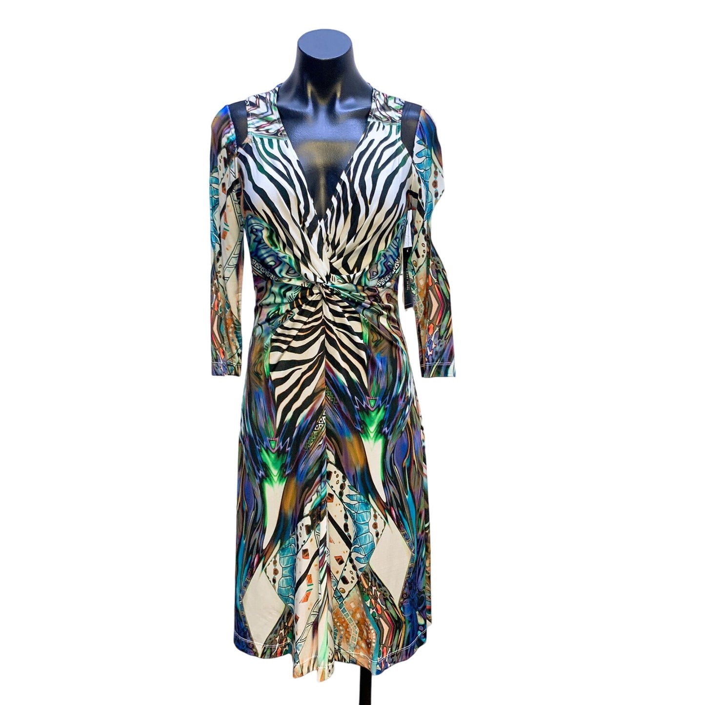 NWT Teri Jon Multicolor Zebra & Abstract Print Dress Size 8