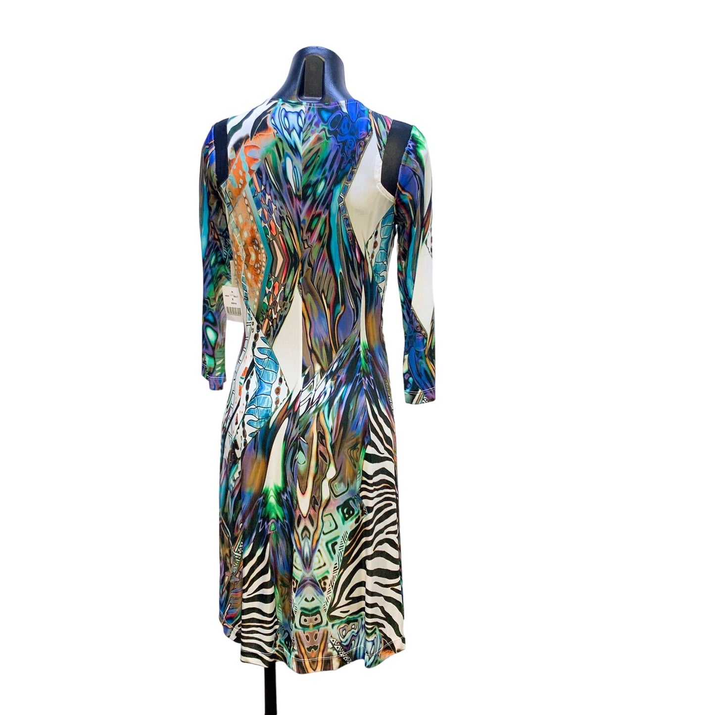 NWT Teri Jon Multicolor Zebra & Abstract Print Dress Size 8