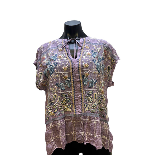Johnny Was  Embroidered Purple Blouse  M