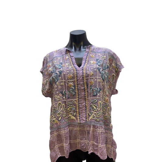 Johnny Was  Embroidered Purple Blouse  M