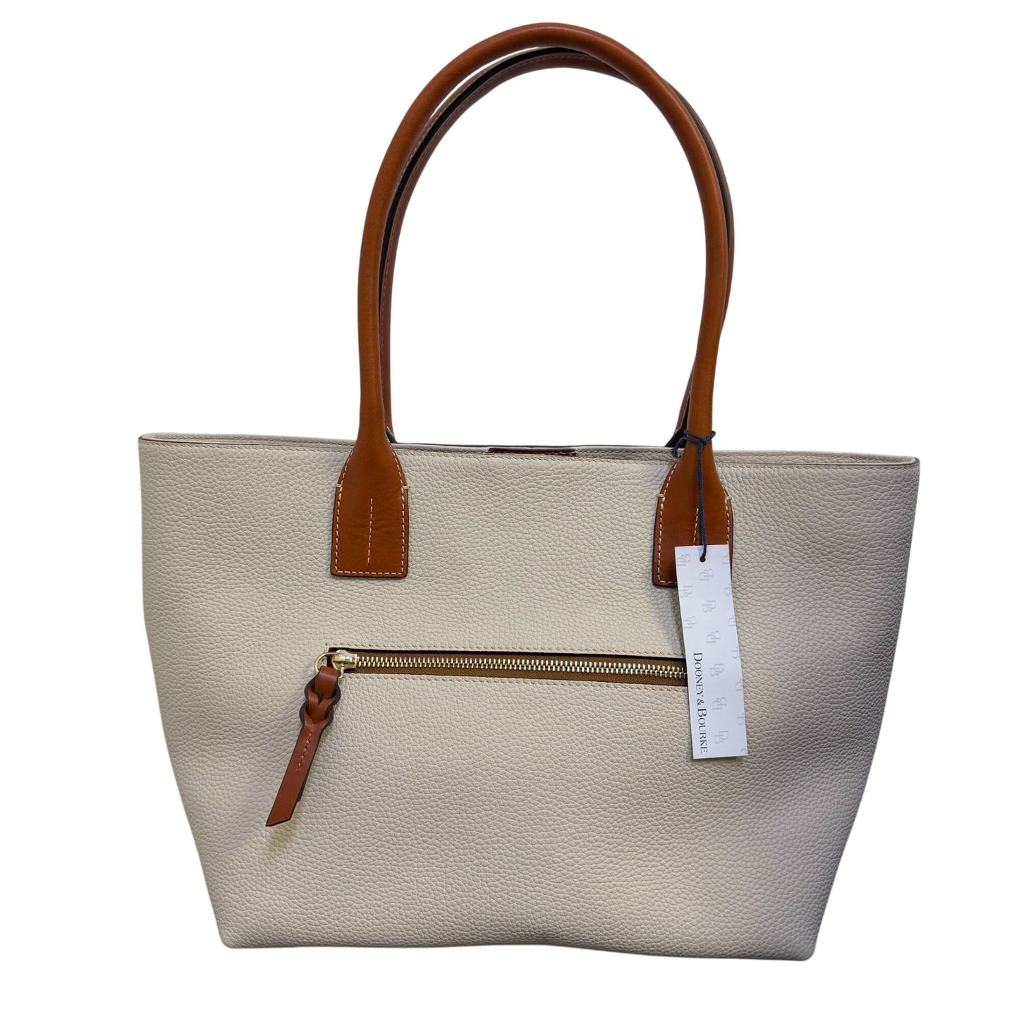 Dooney & Bourke Russel Bone Leather Tote Bag With Tan Handles L