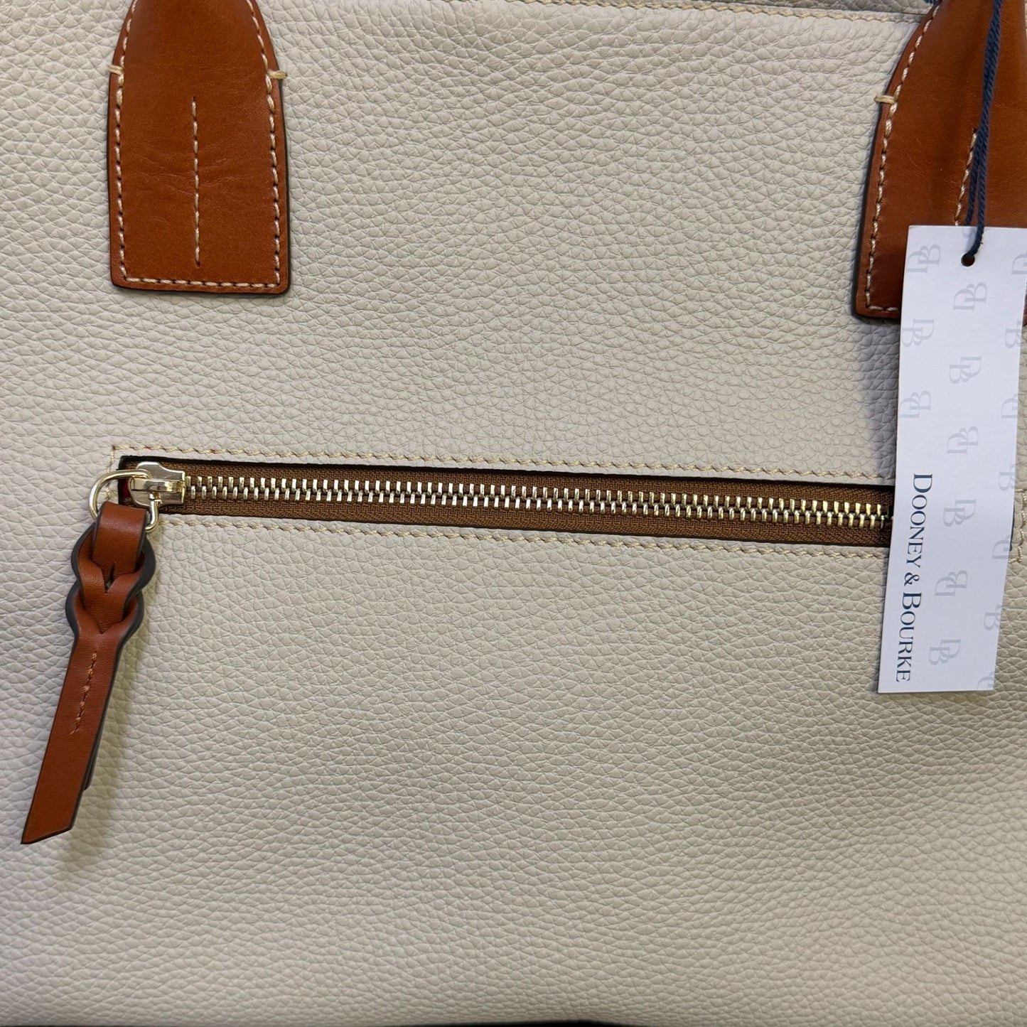 Dooney & Bourke Russel Bone Leather Tote Bag With Tan Handles L