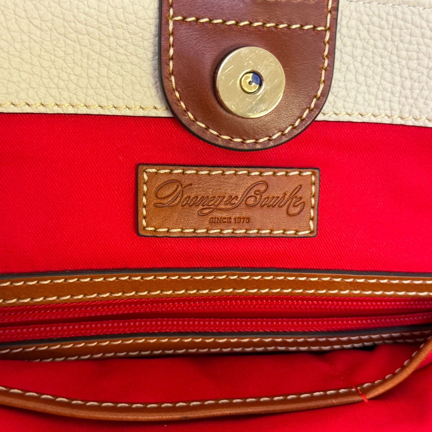 Dooney & Bourke Russel Bone Leather Tote Bag With Tan Handles L