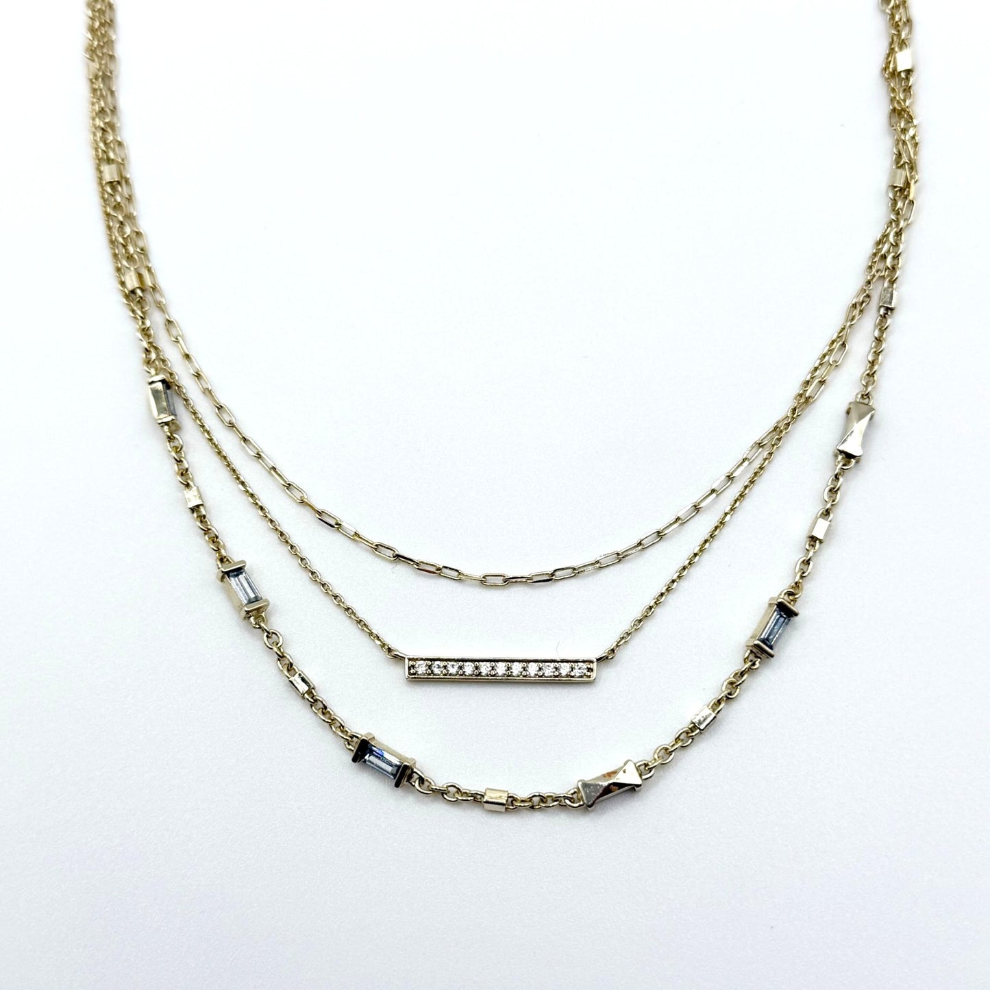 Kendra Scott Addison Pavé Bar & Baguette Cubic Zirconia Layered Necklace Gold Plated
