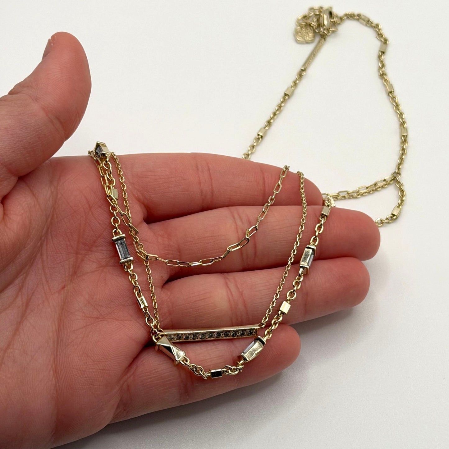 Kendra Scott Addison Pavé Bar & Baguette Cubic Zirconia Layered Necklace Gold Plated