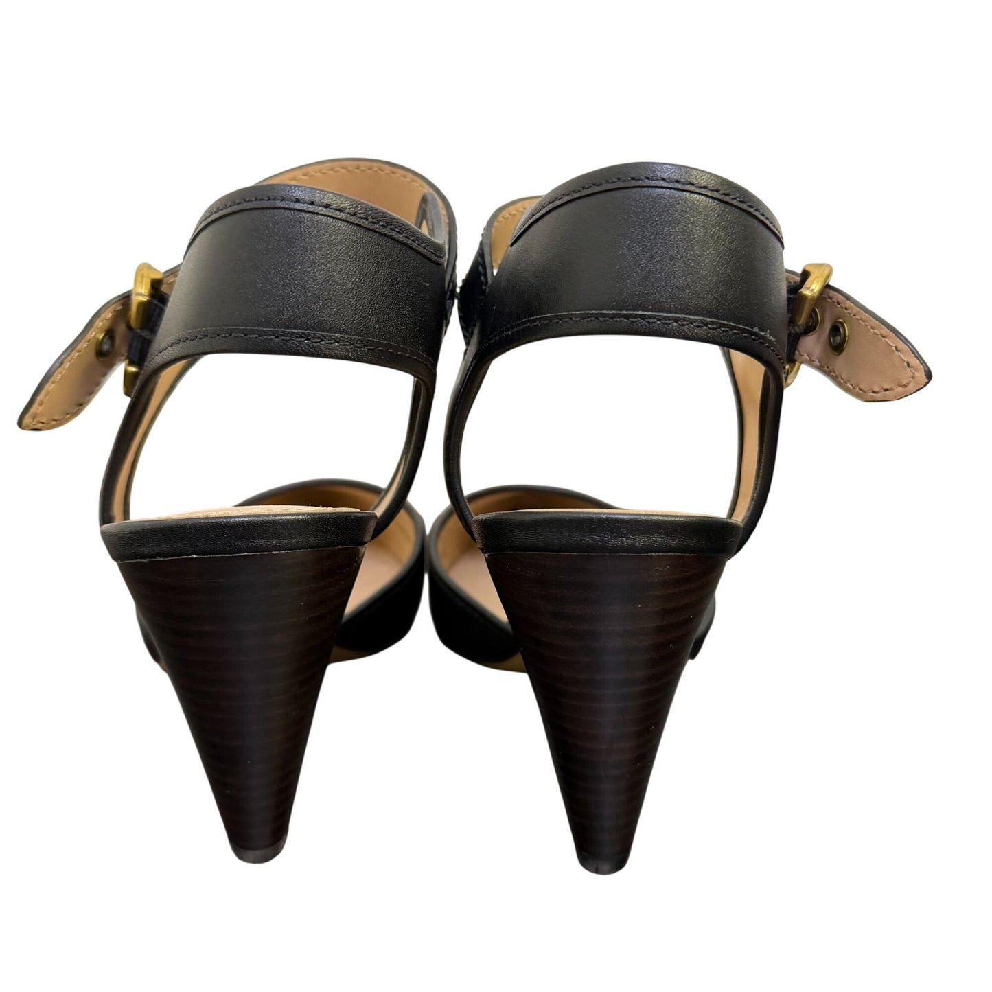 Coach Heel Sandals Black Leather Size 10