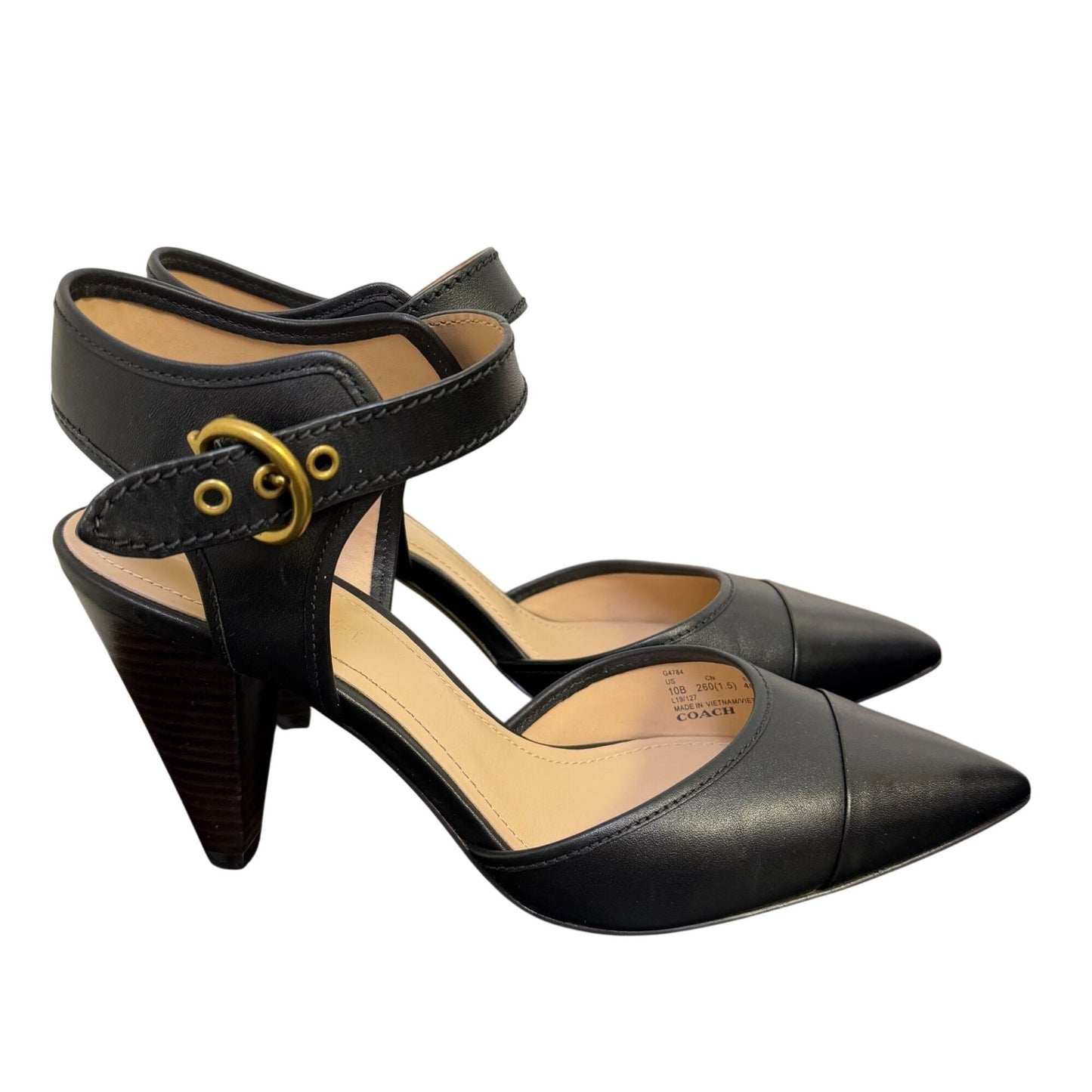 Coach Heel Sandals Black Leather Size 10