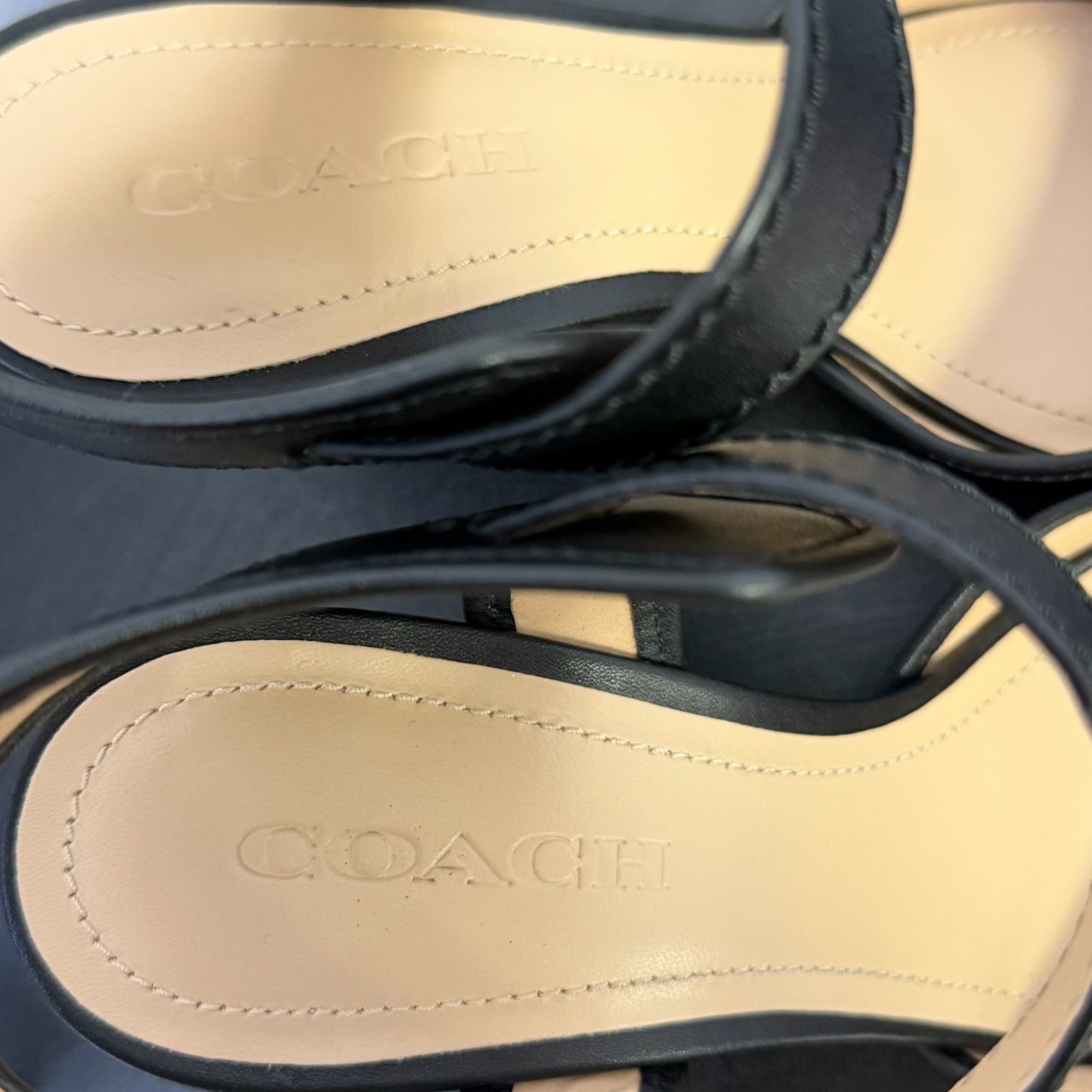 Coach Heel Sandals Black Leather Size 10