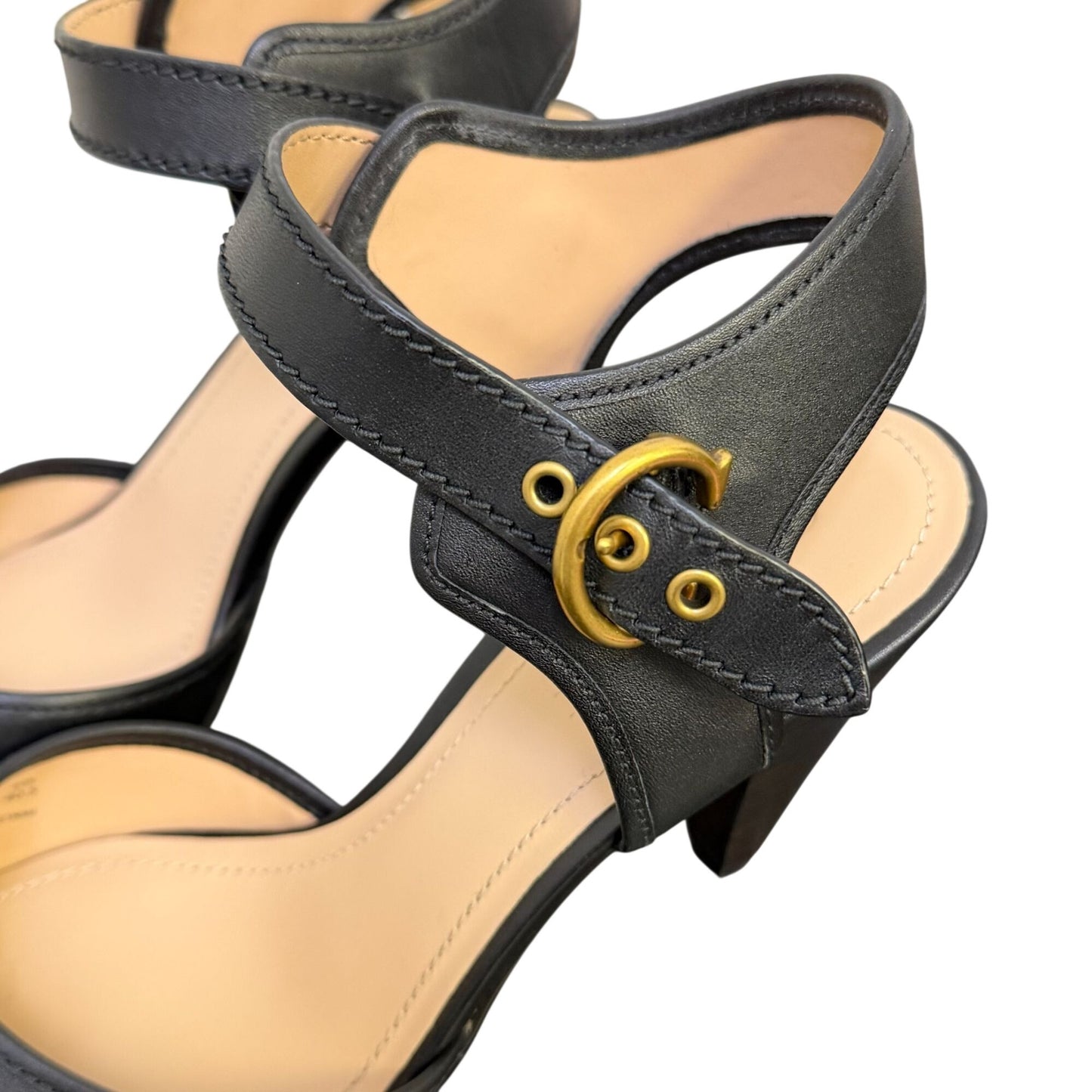 Coach Heel Sandals Black Leather Size 10