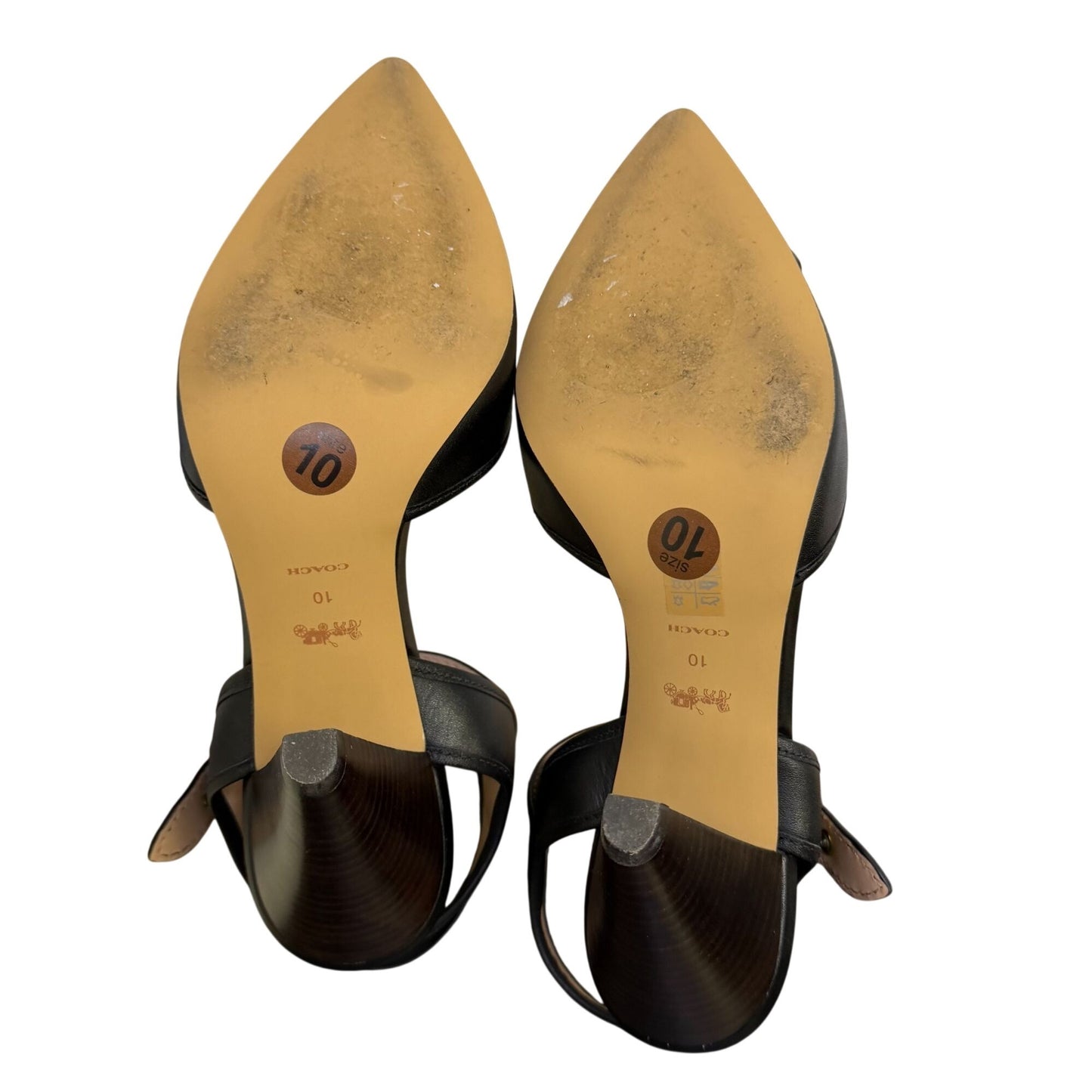 Coach Heel Sandals Black Leather Size 10