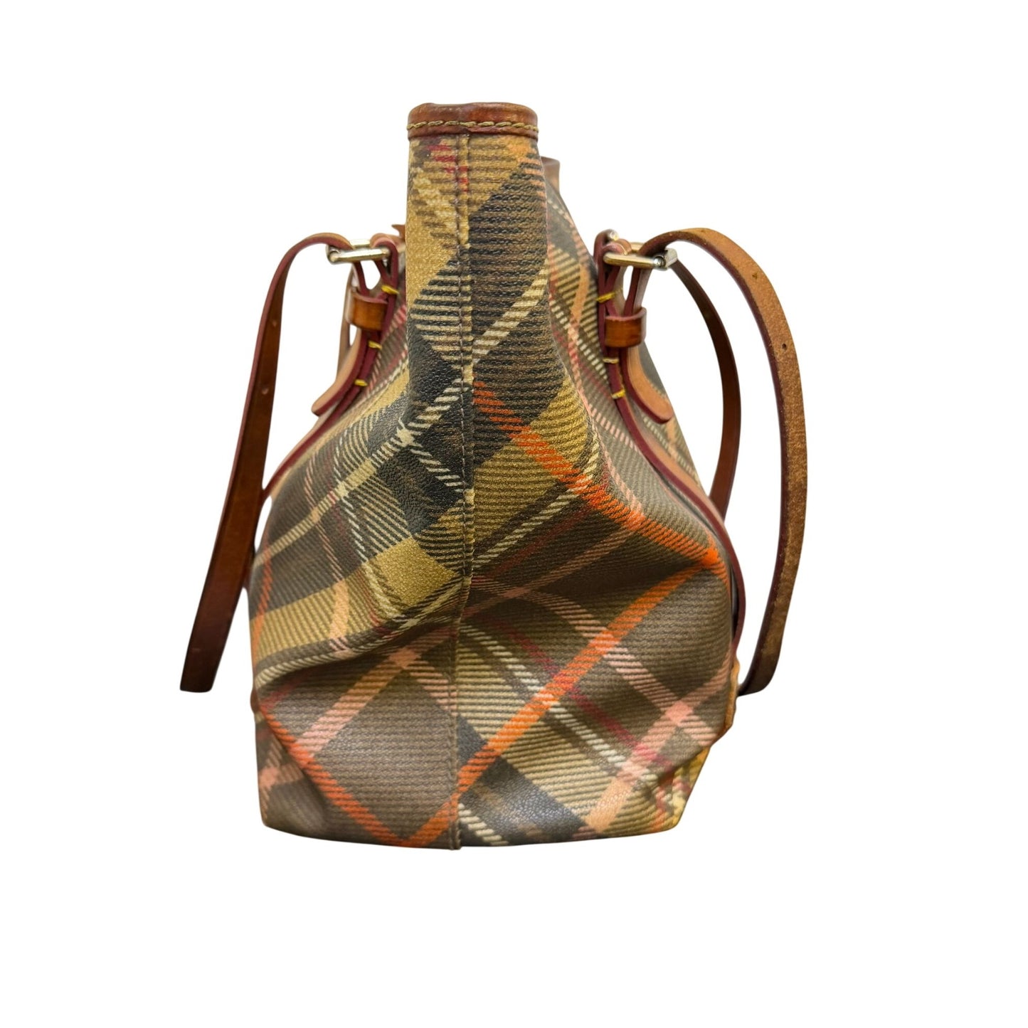 Dooney & Bourke Vintage Plaid Canvas & Leather Shoulder Bag With Adjustable Straps