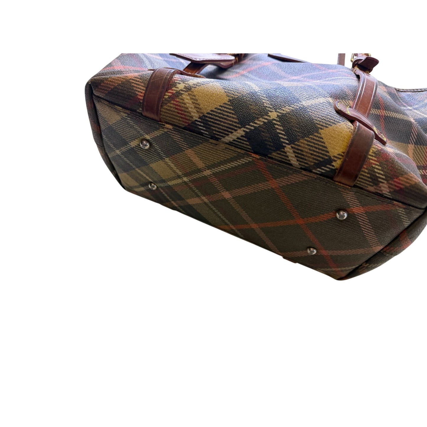 Dooney & Bourke Vintage Plaid Canvas & Leather Shoulder Bag With Adjustable Straps