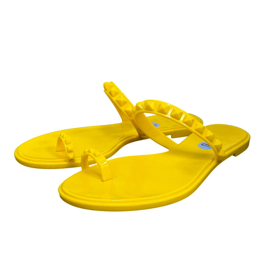 Carmen Sol Jelly Flip Flops Yellow Size 6 Double Strap Made In Italy