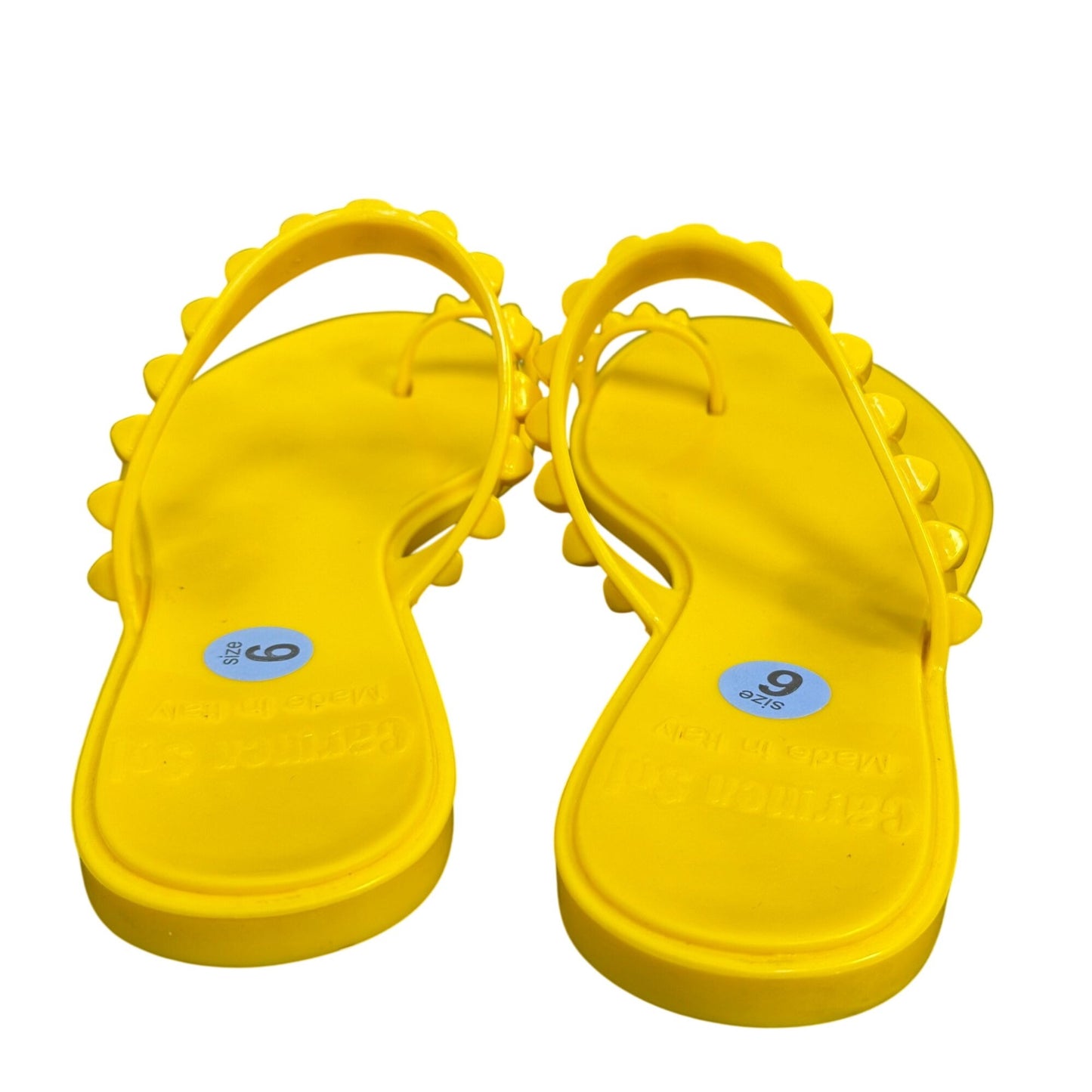 Carmen Sol Jelly Flip Flops Yellow Size 6 Double Strap Made In Italy