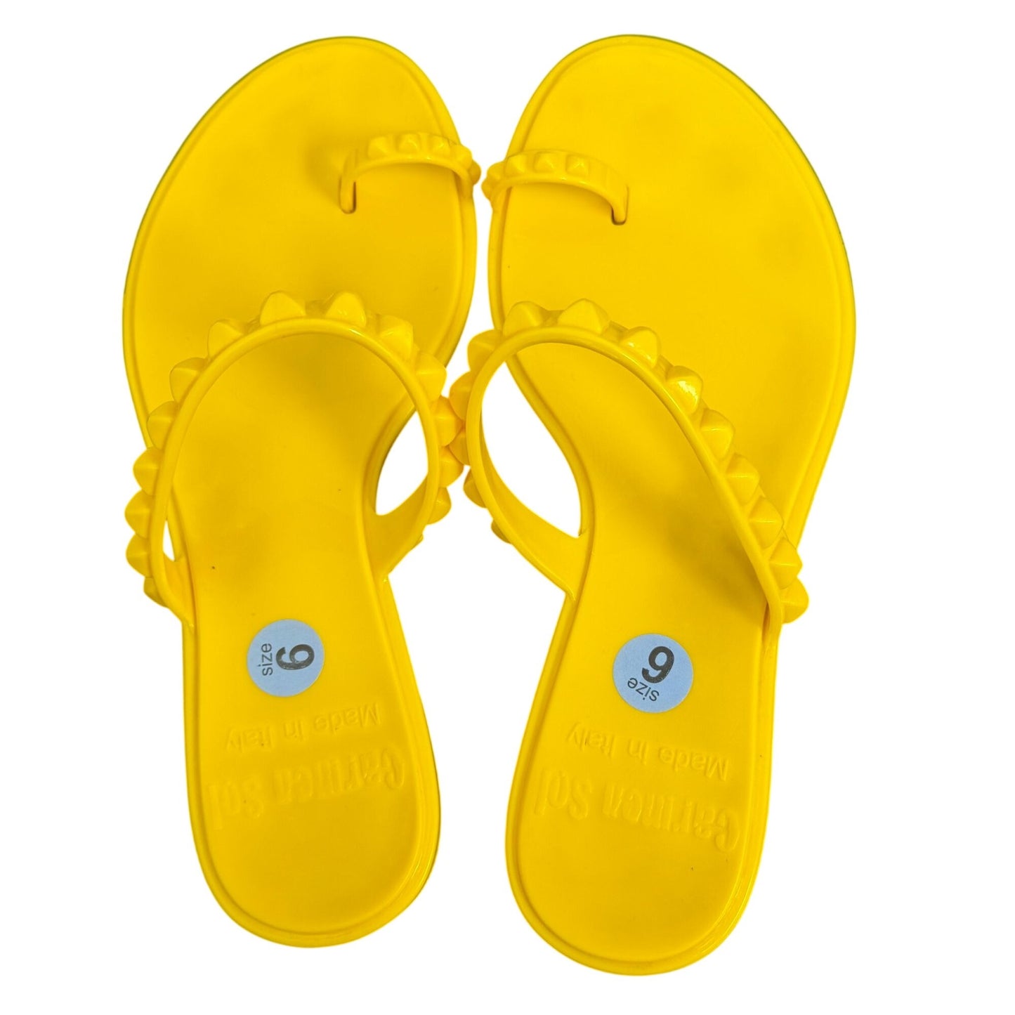 Carmen Sol Jelly Flip Flops Yellow Size 6 Double Strap Made In Italy