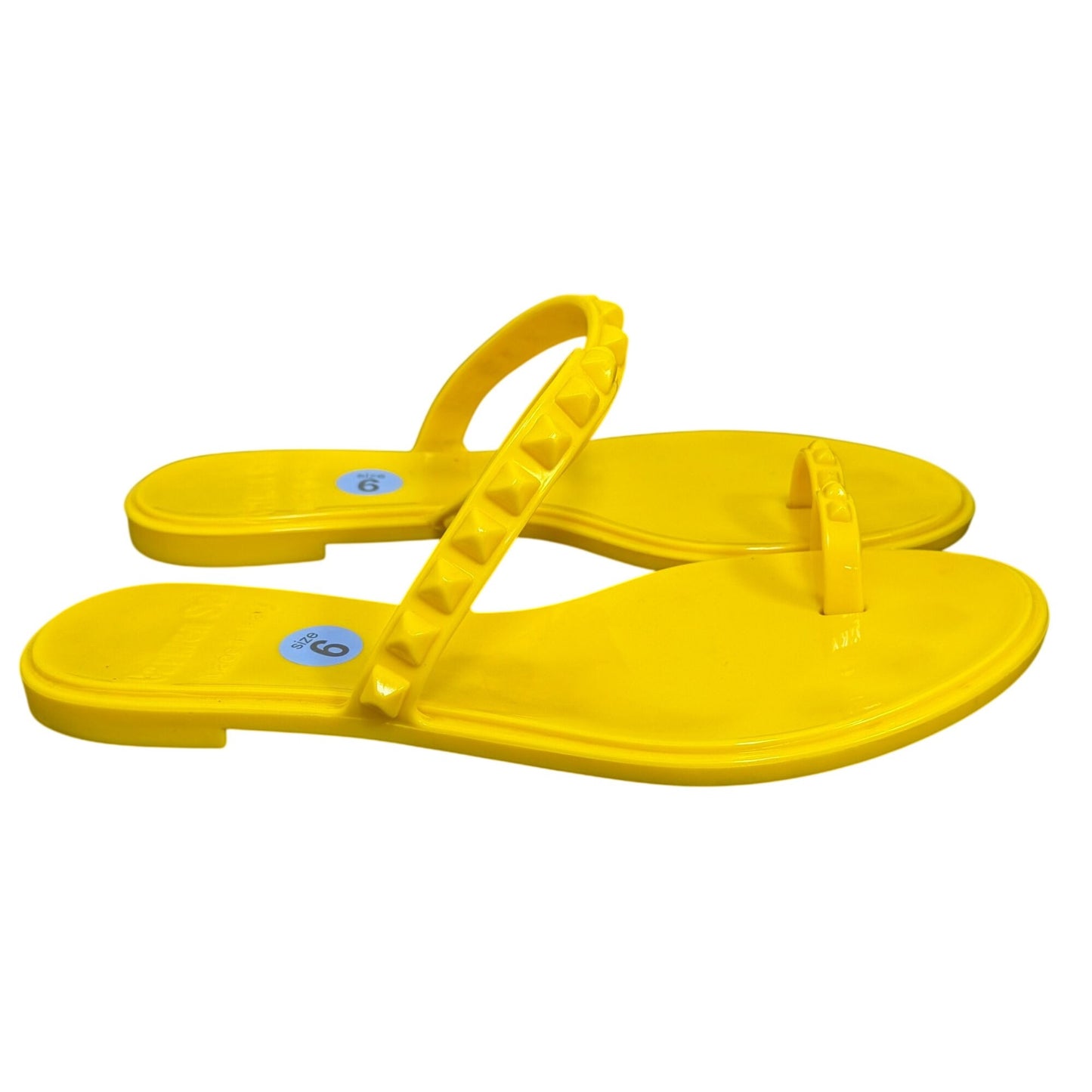 Carmen Sol Jelly Flip Flops Yellow Size 6 Double Strap Made In Italy