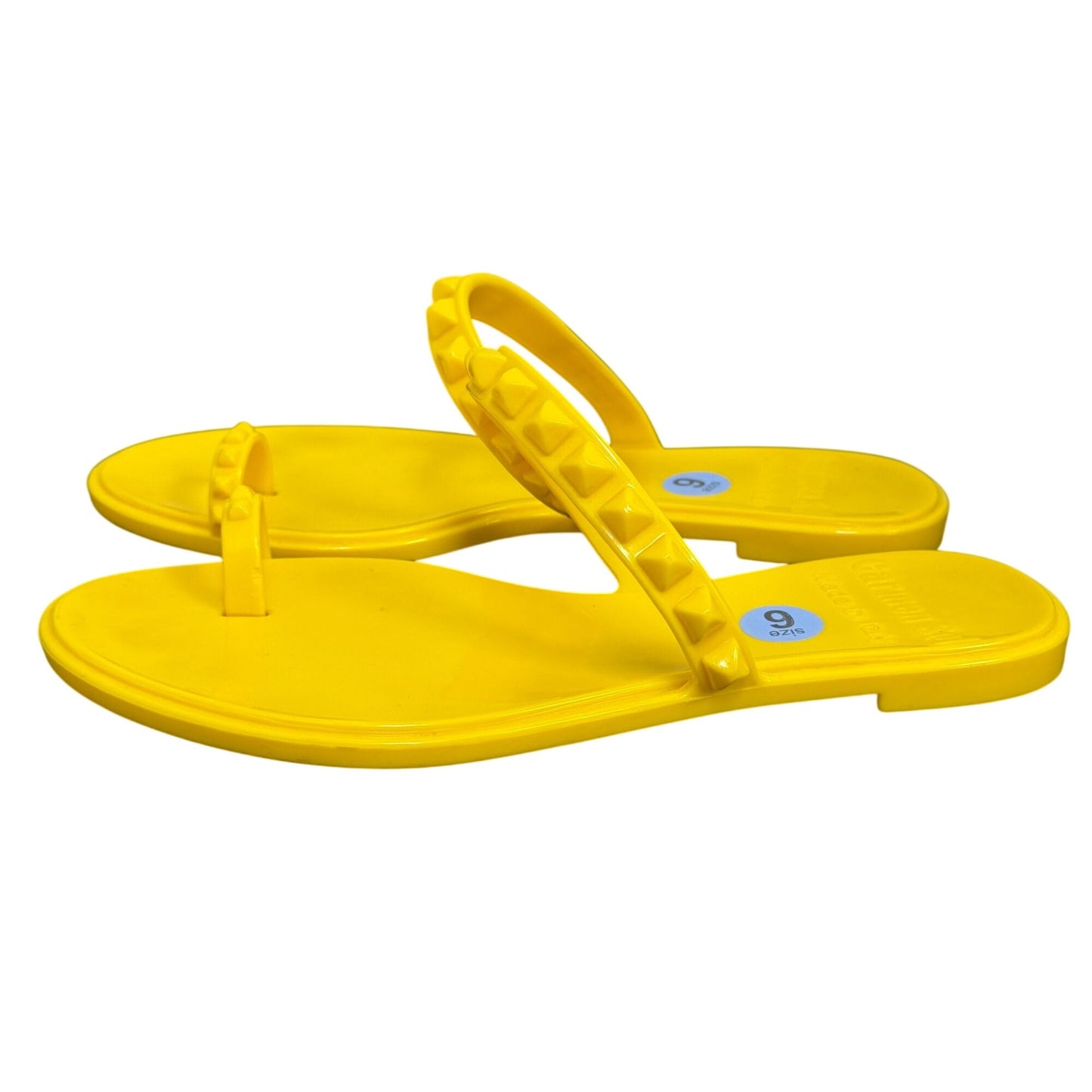 Carmen Sol Jelly Flip Flops Yellow Size 6 Double Strap Made In Italy