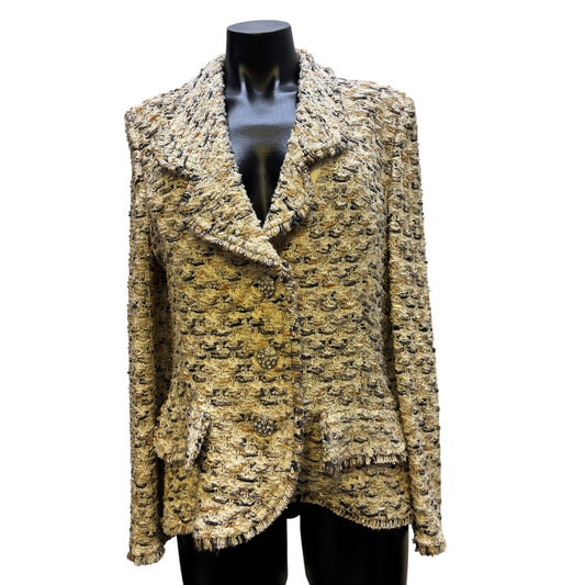 St. John Couture Tweed Jacket Tan Size 10