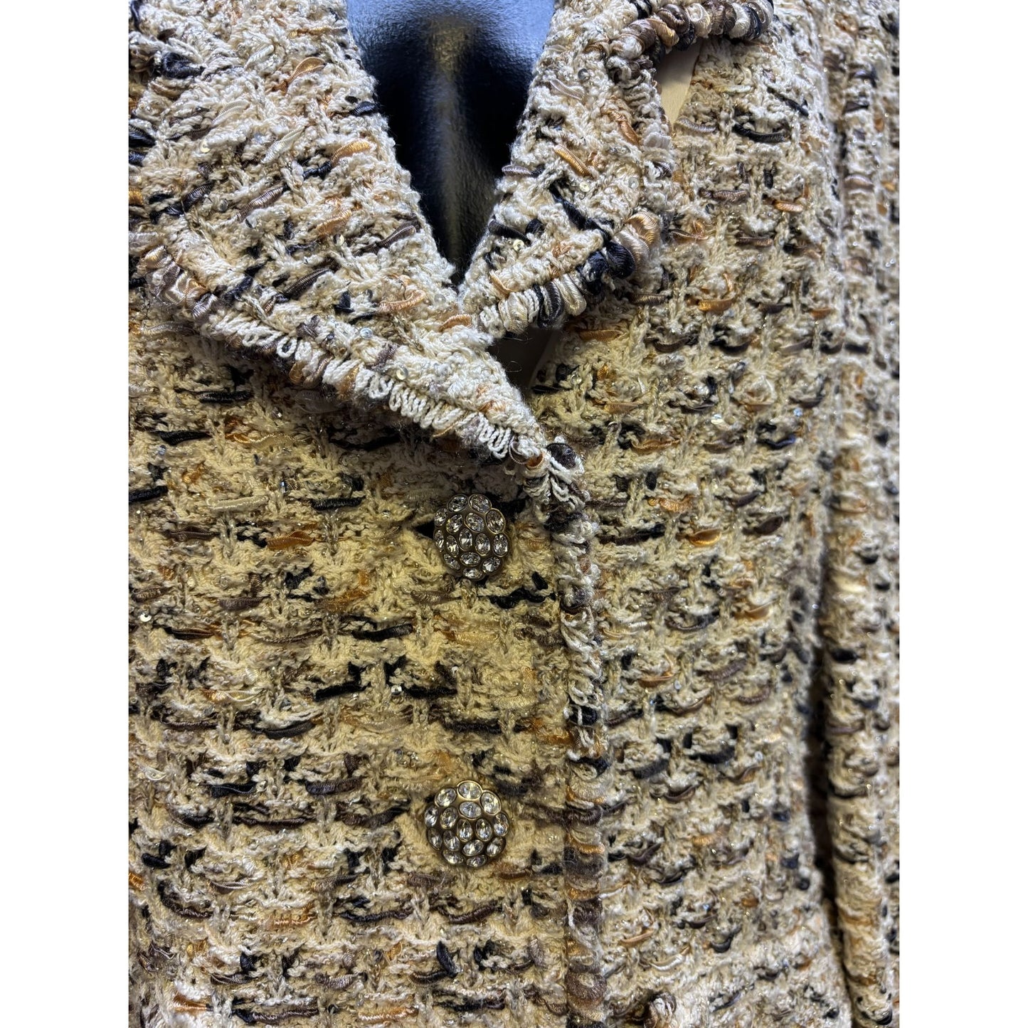 St. John Couture Tweed Jacket Tan Size 10