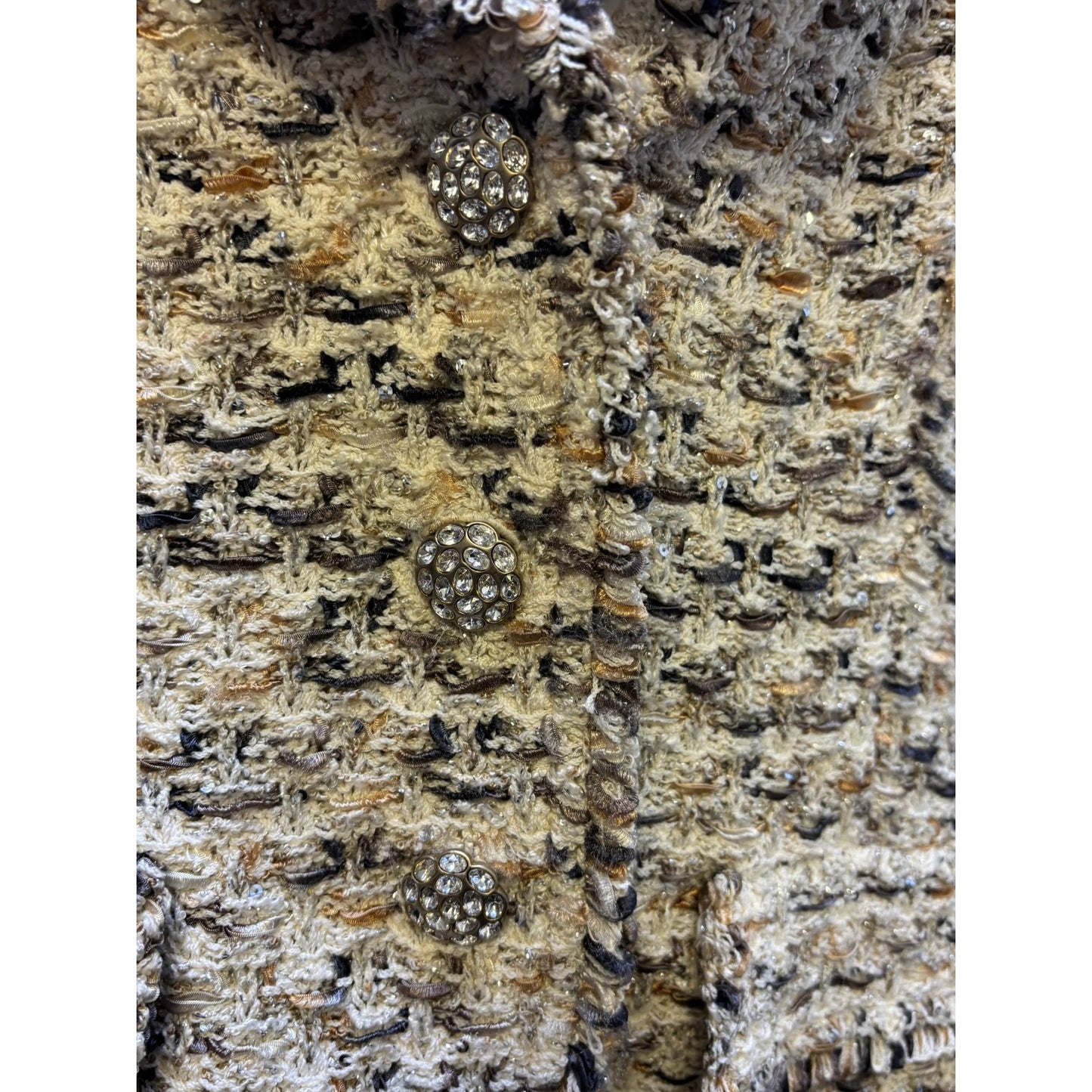 St. John Couture Tweed Jacket Tan Size 10