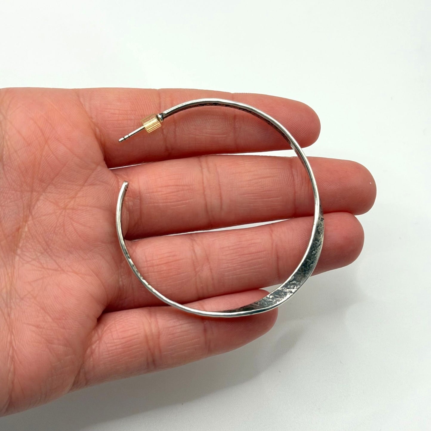 Silpada Hammered Sterling Silver Open Hoop Earrings 925