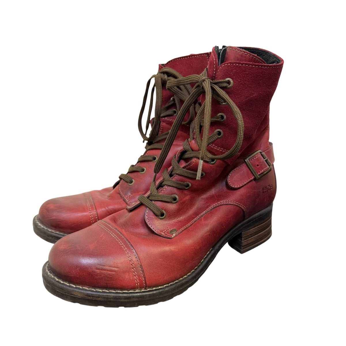 Taos Crave Red Leather Lace-Up Boots 10/10.5