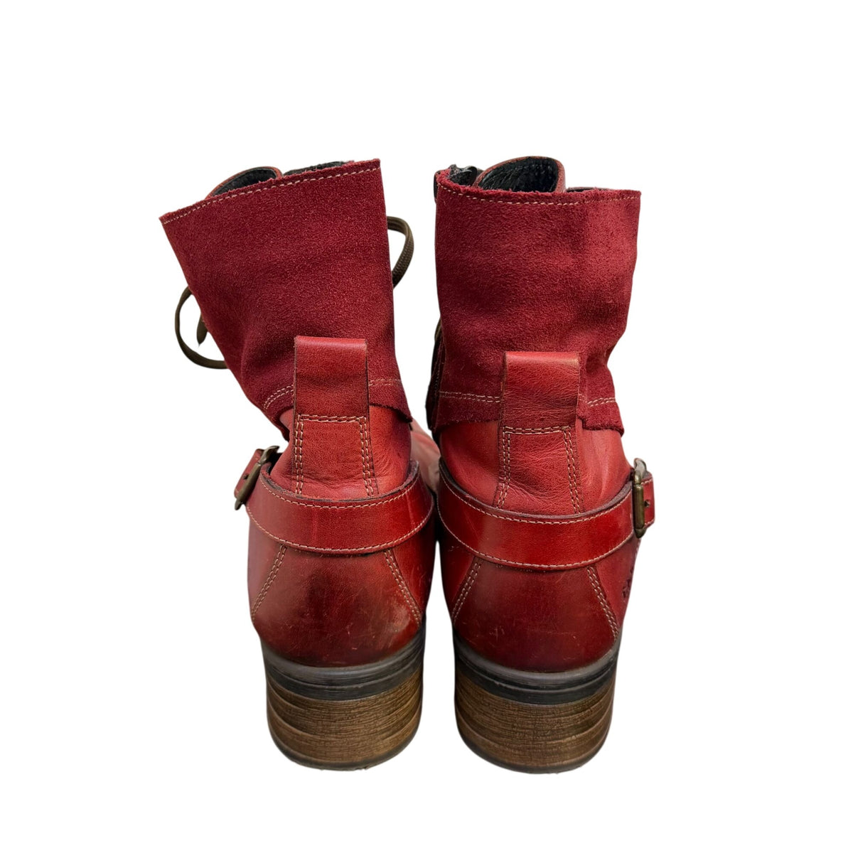 Taos Crave Red Leather Lace-Up Boots 10/10.5