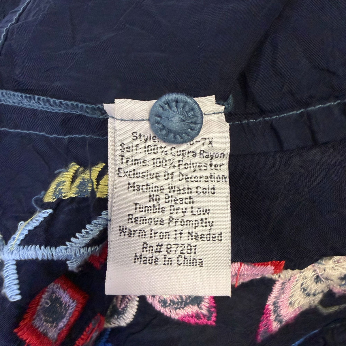 Johnny Was Embroidered Navy Floral Tunic Blouse 2XL