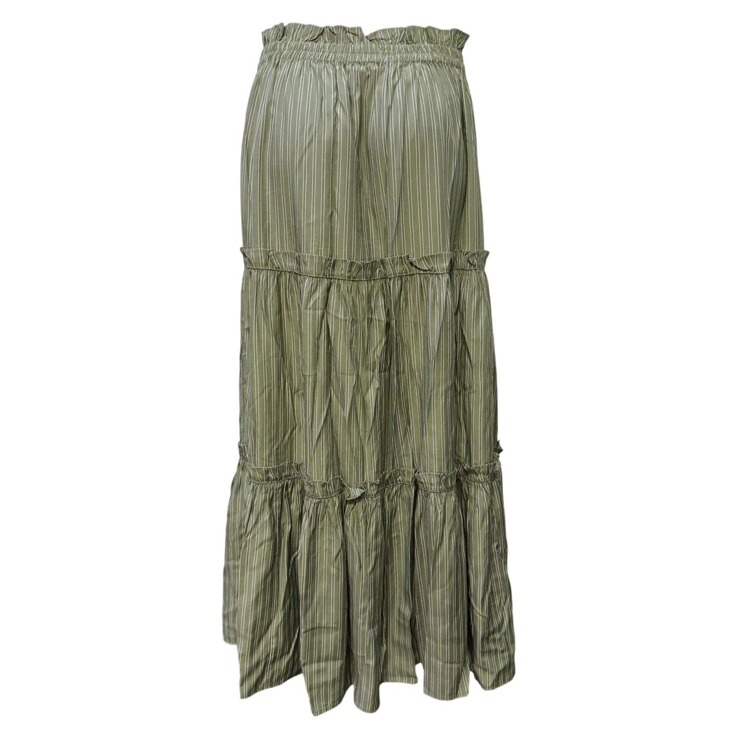 Tuckernuck Green & White Striped Tiered Maxi Skirt Size S
