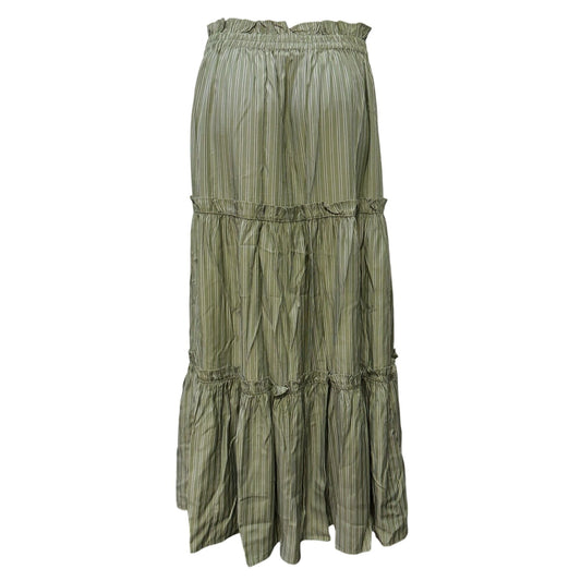Tuckernuck Green & White Striped Tiered Maxi Skirt Size S