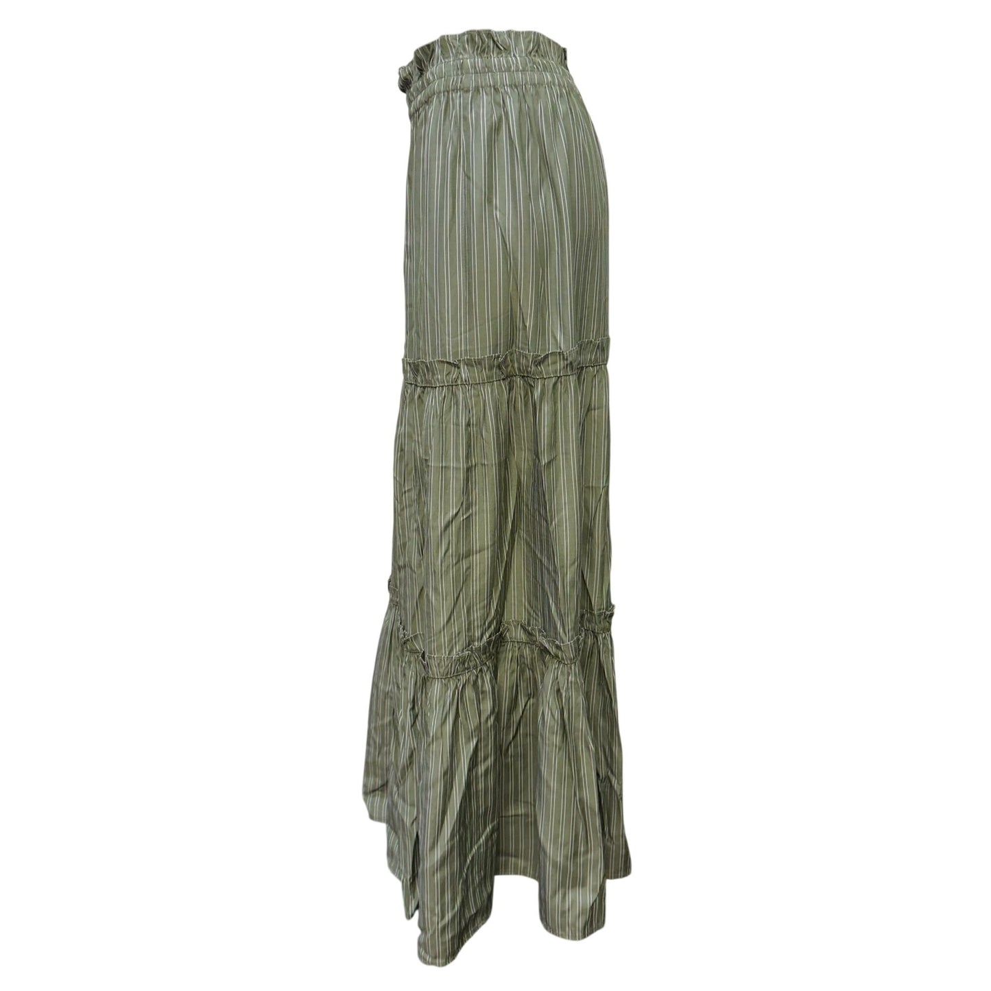Tuckernuck Green & White Striped Tiered Maxi Skirt Size S