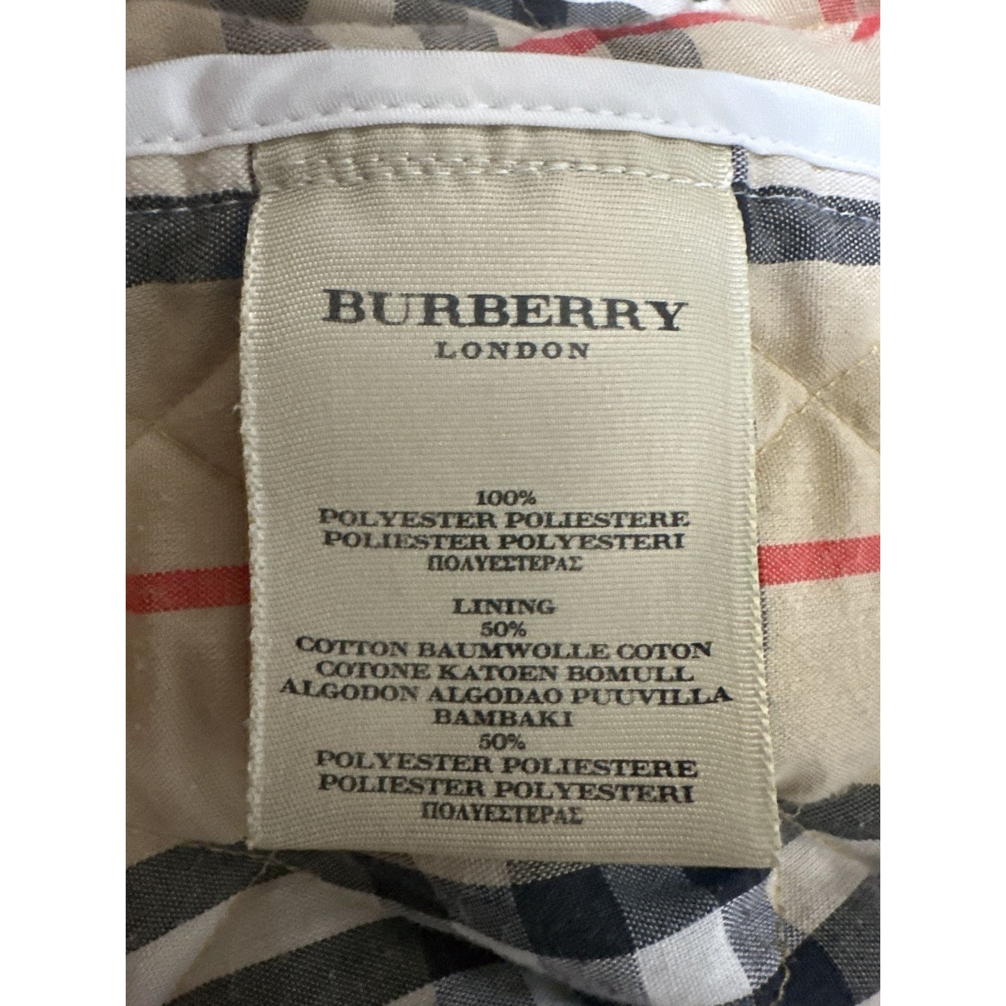 Burberry Quilted Jacket w/Plaid Lining & Zip Closure Ivory S