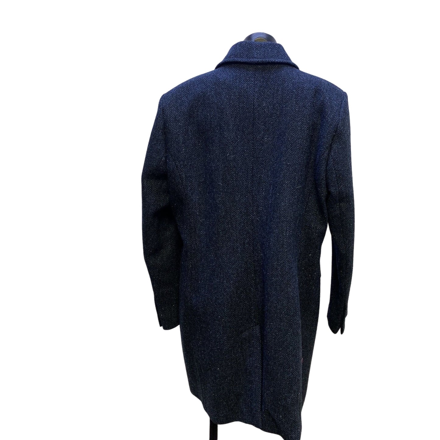 NWT Harris Tweed Navy Double-Breasted Wool Coat Size 16